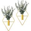 Jexine 8 Pcs Hanging Planters with Artificial Eucalyptus Metal Hanging Vase Indoor Plants Holder Modern Geometric Boho Bathroom Wall Decor for Living Room Home Office (Eucalyptus,Gold) view 1