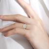 3Pcs Women Round Rings Set Inlaid Zircon Engagement Ring Elegant Jewelry Chunky Bridal Wedding Band for Her (Gold, 7) view 3