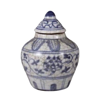 AMITVA Vintage Ceramic Ginger Jar, Chinese Tradition Storage Jar Decorative Porcelain Jars Temple Jar, Flower Vases Decor for Living Room Bedroom Shelf -13.5 * 9.8 CM