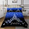 Paris Eiffel Tower Kids Bedspread Twin Size,Glitter Starry Sky Romantic Coverlet Set,Girls Boys Adults Room Decor,Butterfly Flowers Fashion Quilted Coverlet,Blue Dreamy Bedding Quilt,1 Pillowcase view 2