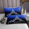 Paris Eiffel Tower Kids Bedspread Twin Size,Glitter Starry Sky Romantic Coverlet Set,Girls Boys Adults Room Decor,Butterfly Flowers Fashion Quilted Coverlet,Blue Dreamy Bedding Quilt,1 Pillowcase view 4