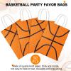 Leinuosen 50 Pcs Basketball Tennis Party Bags Baseball Tennis Gift Goodie Favor Treat Candy Goody Bags with Handle for Sports Theme Birthday Party Supplies (Basketball) view 3