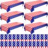 30 Pieces 4th of July Tablecloths 54 x 108 Inch Red White and Blue American Flag Disposable Plastic Table Covers Patriotic Party Supplies Decor for Memorial, Independence, Veterans Day view 1