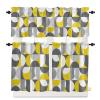 3 Pcs Valance and Tier Curtain Sets Vintage Medieval Abstract Geometric Texture Yellow Valances for Windows, Rod Pocket Semi Sheer Valance Curtains for Kitchen Living Room Bathroom view 1