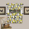 3 Pcs Valance and Tier Curtain Sets Vintage Medieval Abstract Geometric Texture Yellow Valances for Windows, Rod Pocket Semi Sheer Valance Curtains for Kitchen Living Room Bathroom view 3