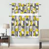 3 Pcs Valance and Tier Curtain Sets Vintage Medieval Abstract Geometric Texture Yellow Valances for Windows, Rod Pocket Semi Sheer Valance Curtains for Kitchen Living Room Bathroom view 4