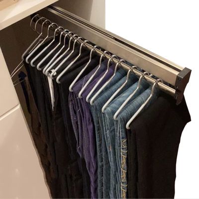 Wardrobe Pull-Out Trousers Rack - Extendable Pull Out Closet Rod, 30-80cm Closet Clothes Hanger Rail, Pull-out Closet Rod, Wardrobe Clothing Rail, Closet Organizer Rack For Pants And Coat ( Size : 550