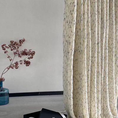 ILUOGUDU Boho Curtains Semi-Blackout Window Curtains 84 Inch 1 Panel for Living Room, Linen Wool Farmhouse Curtains with Rainbow Weave Hollow for Bedroom Rod Pocket Draperies (120" W x 84" L)