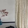 ILUOGUDU Boho Curtains Semi-Blackout Window Curtains 84 Inch 1 Panel for Living Room, Linen Wool Farmhouse Curtains with Rainbow Weave Hollow for Bedroom Rod Pocket Draperies (120" W x 84" L) view 1