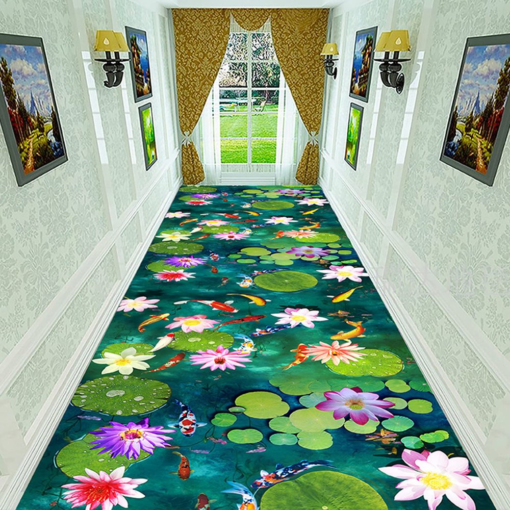 3D Pastoral Style Printed Runner Rug,Unique Illusion Entrance Indoor Area Rug,Non Slip Washable Carpet Floor Mat for Kitchen Hallway Home Decor Doormat (100x160cm(39x63), B)