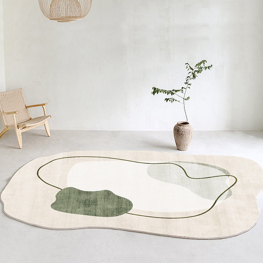 Irregular Oval Soft Faux Wool Area Rug,Luxury Fluffy Indoor Carpet, Modern Abstract Runner Rug for Livingroom Bedroom Playroom Rugs Kitchen(160x230cm(63x91), C)