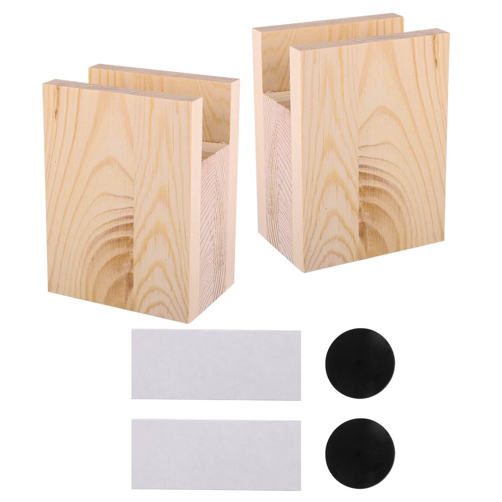 RDEXP Wooden Bed Risers Slotted Furniture Sofa Lifters 3.94 x 1.57 inches Pack of 2