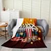 3D Movie Blanket 40x50 Inch Clapper Film Tape Throw Blanket 3D Stereo Glasses Box of Popcorn Fleece Blanket Geometric Dark Theatre Happy Food Orange Stars Flannel Blanket view 1