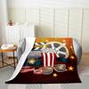 3D Movie Blanket 40x50 Inch Clapper Film Tape Throw Blanket 3D Stereo Glasses Box of Popcorn Fleece Blanket Geometric Dark Theatre Happy Food Orange Stars Flannel Blanket view 2