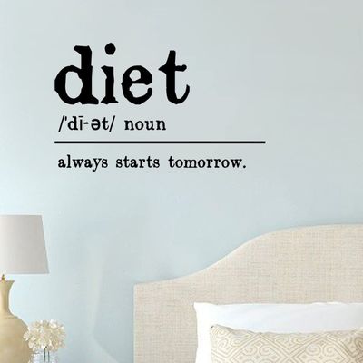 Diet Wall Decals Quotes Vinyl Wall Art Decor Diet Stickers for Kids Rooms Girls Boys Office Nursery Bedroom Living Room Playroom Home Wall Art Decor 22in
