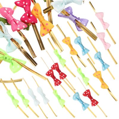 VICASKY Twist Tie Bows Kit 100pcs Wrapping Bows for Lollipop Twisted Ties Bag for Birthday Parties