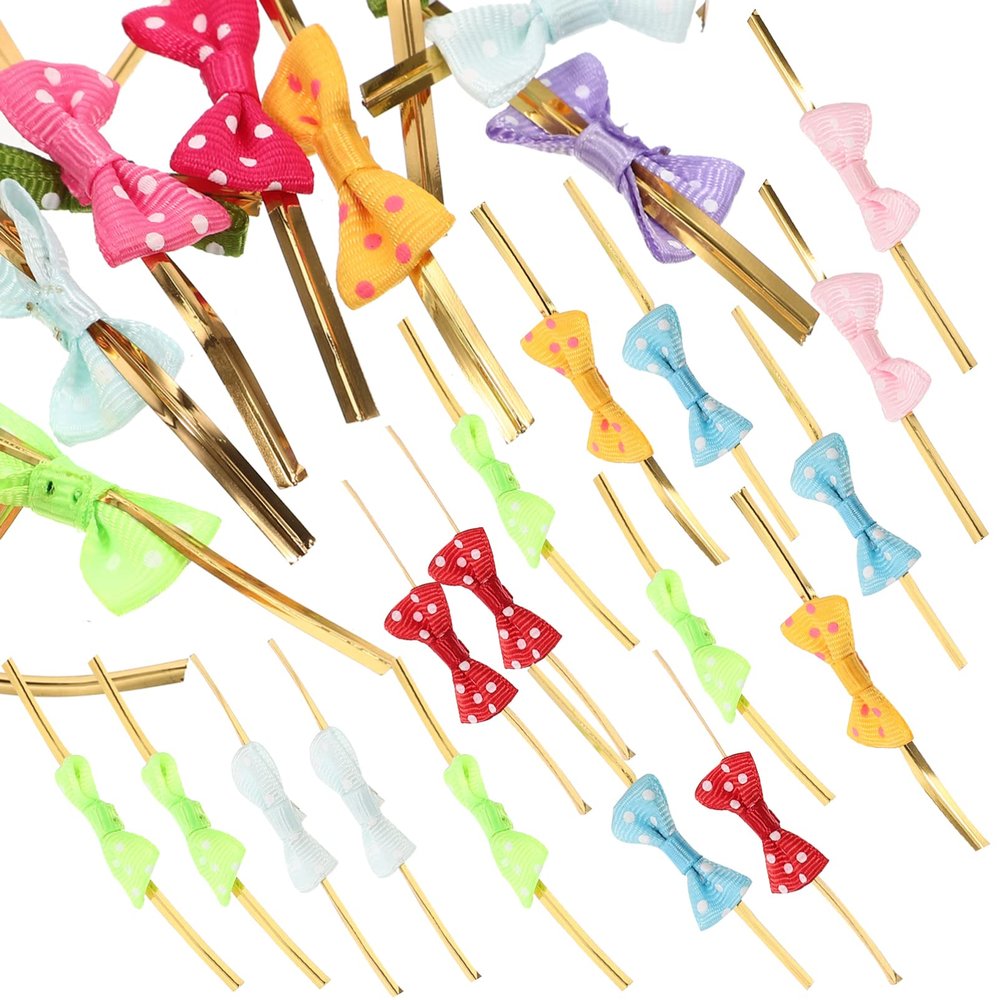 VICASKY Twist Tie Bows Kit 100pcs Wrapping Bows for Lollipop Twisted Ties Bag for Birthday Parties