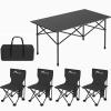 XIGOUZIQU 3Ft Folding Camping Picnic Table with Seats/Umbrella Hole-265 Lbs Support That Lightweight and Fold Up Card Suitcase Folding Table with Chairs (Size : 95cm+4 Chairs) view 1