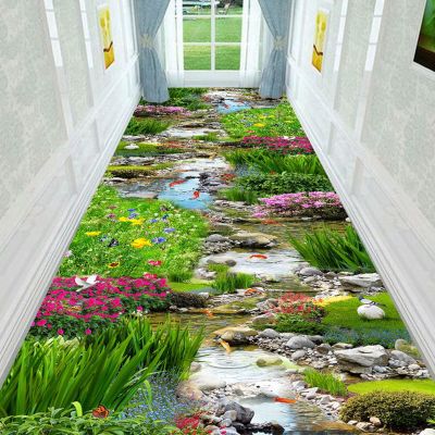 3D Illusion Entrance Area Rug,Pastoral Style Floral Road Corridor Mat Carpet, Indoor Ultra Soft Print Floor Mat for Kitchen Bedroom Hallway Runner Rug(200x300cm(79x118), Z)