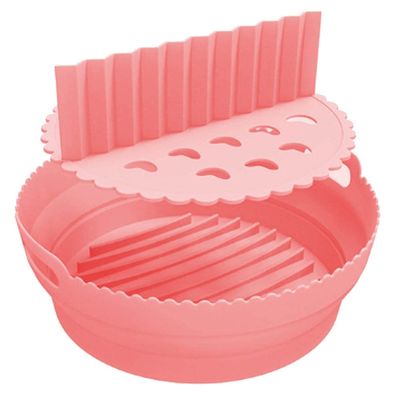 Round Reusable Foldable Bpa Free Airfryer Baking Molds NEW Air Fryer Silicone Pot Basket Plate Cooking Air Fryer Accessories (Color : Pink, Size : B)