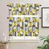 3 Pcs Valance and Tier Curtain Sets Vintage Medieval Abstract Geometric Texture Yellow Valances for Windows, Rod Pocket Semi Sheer Valance Curtains for Kitchen Living Room Bathroom view 2