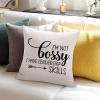 Rebbygena Im Not Bossy I Have Leadership Skills Inspirational Quotes Throw Pillow Covers 22x22in Farmhouse Pillow Case Cotton Linen Cushion Cover Accent Pillows Case for Couch Sofa Home Decor view 3