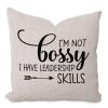 Rebbygena Im Not Bossy I Have Leadership Skills Inspirational Quotes Throw Pillow Covers 22x22in Farmhouse Pillow Case Cotton Linen Cushion Cover Accent Pillows Case for Couch Sofa Home Decor view 4