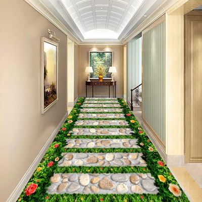 3D Illusion Entrance Area Rug,Pastoral Style Floral Road Corridor Mat Carpet, Indoor Ultra Soft Print Floor Mat for Kitchen Bedroom Hallway Runner Rug(200x300cm(79x118), E)