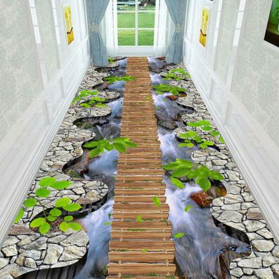 3D Illusion Entrance Area Rug,Pastoral Style Floral Road Corridor Mat Carpet, Indoor Ultra Soft Print Floor Mat for Kitchen Bedroom Hallway Runner Rug(200x300cm(79x118), AA)