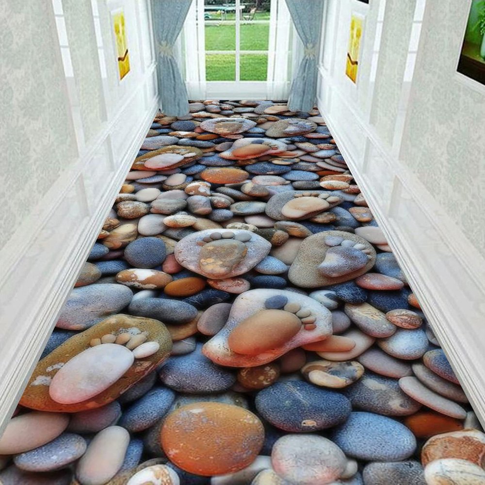 Hallway 3D Illusion Area Rugs, Soft Flannel Indoor Carpets,Suspension Bridge Runner Rug for Entryway Kitchen Bedroom Living-Dining Room Floor Mat(80x180cm(31x71), V)