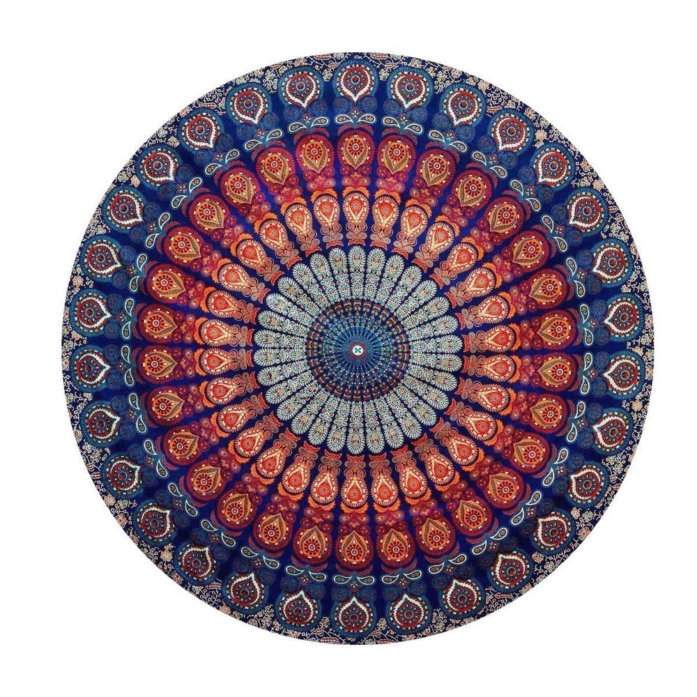 Aashita Creations Round Tapestry Wall Hanging Mandala Tapestries Indian Cotton Hippie Round Tapestry Size Round (70 Inches / 178 cm Diameter)