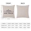 Rebbygena Welcome to My She Shed Inspirational Quotes Throw Pillow Covers 22x22in Farmhouse Pillow Case Cotton Linen Cushion Cover Accent Pillows Case for Couch Sofa Home Decor view 2
