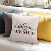 Rebbygena Welcome to My She Shed Inspirational Quotes Throw Pillow Covers 22x22in Farmhouse Pillow Case Cotton Linen Cushion Cover Accent Pillows Case for Couch Sofa Home Decor view 3