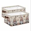 Storage Basket Gnome Holding Coffee Cup Large Foldable Storage Bins with Handles Coffee Beans Brown Plaid Waterproof Fabric Laundry Baskets for Organizing Shelves Closet Toy Gifts Bedroom Home Decor view 1