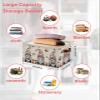 Storage Basket Gnome Holding Coffee Cup Large Foldable Storage Bins with Handles Coffee Beans Brown Plaid Waterproof Fabric Laundry Baskets for Organizing Shelves Closet Toy Gifts Bedroom Home Decor view 2
