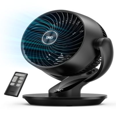 Dreo Fan for Bedroom, 13-Inch Oscillating Table Air Circulator Fan for Whole Room, 120 Tilt Adjustment, 28dB Ultra-Quiet, 70ft Powerful Airflow, 4 Speeds Desk Fans with Remote for Home, Office