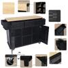 CEMKAR Kitchen Cart with Rubber Wood Drop-Leaf Countertop,Cabinet Door Internal Storage RacksKitchen Island on 5 Wheels with Storage Cabinet and 3 Drawers for Dinning Room (Black) view 4