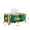 Tissue Cover Holder,Creative Embossed Roses and Rhinestones Rectangular Acrylic Tissue Box Cover Dispenser Napkin Organizer for Bathroom Bedroom Office and Car (Green-Gold) view 2