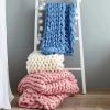 YWBXSHKD Chunky Knitted Blanket 59x70in, Knitted Warm Knitting Throw, Big Knit Blankets Chunky, Arm Knit Throw Super Large Hand Knitting Yarn Pet Bed Chair Sofa Yoga Mat Rug view 3