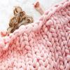 YWBXSHKD Chunky Knitted Blanket 59x70in, Knitted Warm Knitting Throw, Big Knit Blankets Chunky, Arm Knit Throw Super Large Hand Knitting Yarn Pet Bed Chair Sofa Yoga Mat Rug view 4