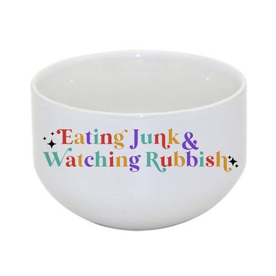Eating Junk & Watching Rubbish - Funny 24oz Bowl