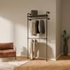 pamo Industrial Pipe Clothing Rack with Shelf - 440 lbs Capacity - Wall Mounted Clothes Rack and Walk In Closet with Metal Shelf for Wardrobe