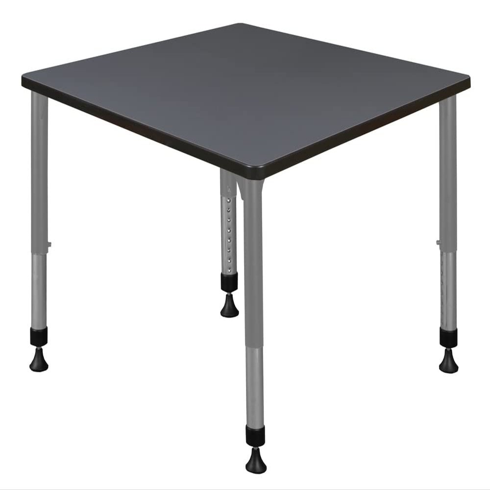 Romig Kee 36 in. Square Height Adjustable Classroom Activity Table- Grey Top & Grey Base