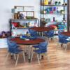 Romig Kee 48 in. Round Adjustable Classroom Table- Cherry & 4 Andy 12 in. Stack Chairs- Blue & Grey Base view 2