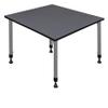 Romig Kee 48 in. Square Adjustable Classroom Table- Grey & 4 Andy 12 in. Stack Chairs- Blue & Grey Base view 2