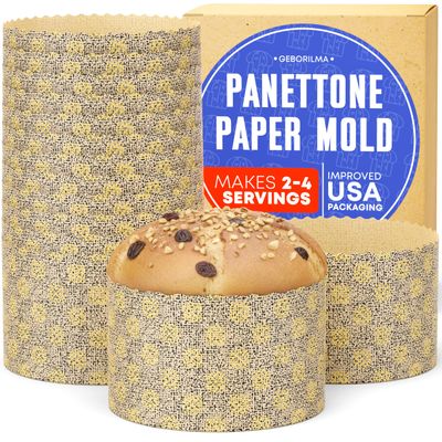 Durable Panettone Paper Mold Medium - 18 oz Disposable Panettone Pan for Cake and Bread - 5 in Panettone Molds for Baking 500 g - Easter Bread Paper Mold Paska 12 pack