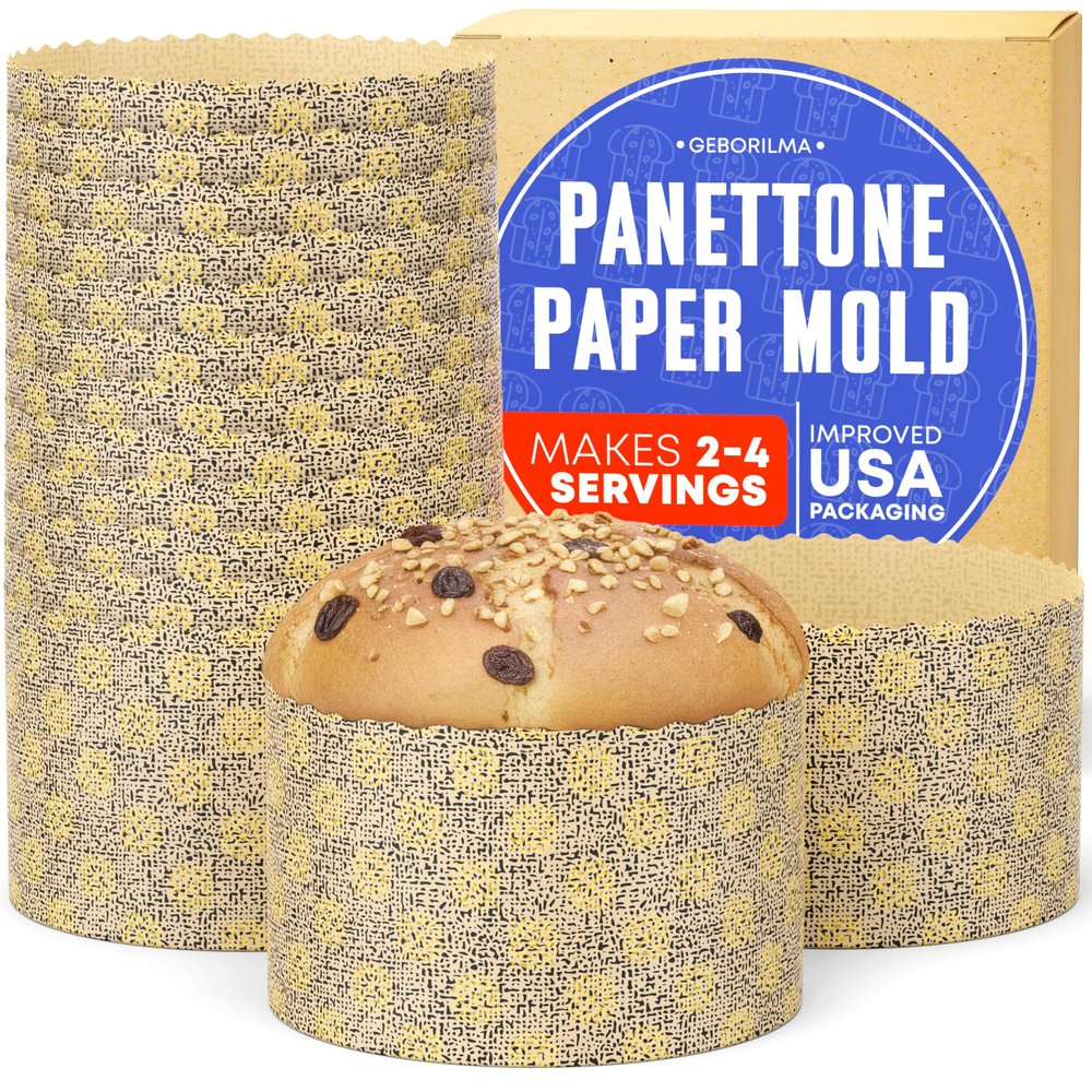 Durable Panettone Paper Mold Medium - 18 oz Disposable Panettone Pan for Cake and Bread - 5 in Panettone Molds for Baking 500 g - Easter Bread Paper Mold Paska 12 pack