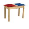 Contender Kids 35W X 15.5D Rectangular Montessori Compatible with Duplo Building Blocks Desk with a Trough, Children's Solid Wood Red & Blue Playroom Desk [20" Long Legs] view 1