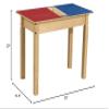 Contender Kids 35W X 15.5D Rectangular Montessori Compatible with Duplo Building Blocks Desk with a Trough, Children's Solid Wood Red & Blue Playroom Desk [20" Long Legs] view 2