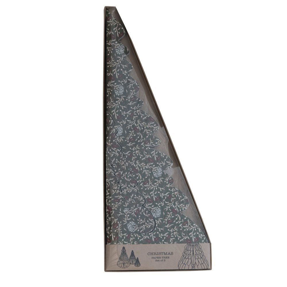 Creative Co-Op 20' Round x 26' H, 10' Round x 12' H & 5' Round x 6' H Handmade Printed Recycled Folding Paper Honeycomb Trees, Green, Set of 3